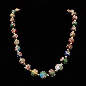 Cloisonne Necklace Graduated Bead Sizes